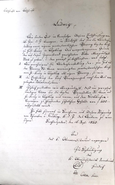 Entschließung vom 16.09.1840
